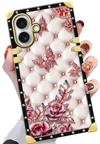Vista 104 de Funda compatible con iPhone X/Xs, TPU suave de lujo y parte trasera de policarbonato duro para niñas y mujeres, funda protectora a prueba de golpes