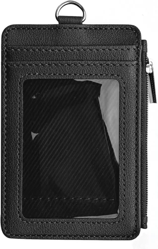 Vista 8 de CATCH ON Cartera pequeña para mujeres y hombres, delgada y minimalista de piel sintética, bolsillo frontal, tarjetero con bolsillo con cremallera
