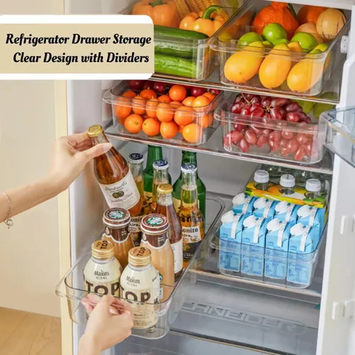 Vista 3 de Attelite Organizador de Cajón Deslizable para Refrigerador y Almacenamiento Diseño Transparente con Divisores, Organizador de Refrigerador sobre