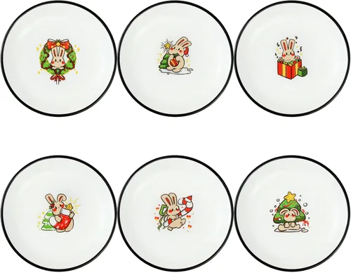 Vista 10 de SOCOSY Platos de cerámica súper lindos con animales de dibujos animados, platos de condimentos, pequeños tazones para alimentación de gatos, perros