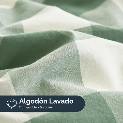 Vista 5 de Wake In Cloud - Juego de funda de edredón de algodón gingham, a cuadros de búfalo a cuadros granja, juego de ropa de cama de percal texturizado 100%