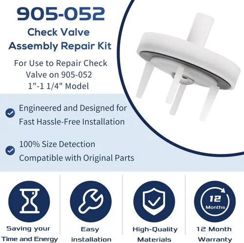 Vista 3 de 905-052 765 Kit de reparación de conjunto de válvula de retención, apto para el modelo 1"-1-1/4" en interruptor de vacío a presión (blanco)