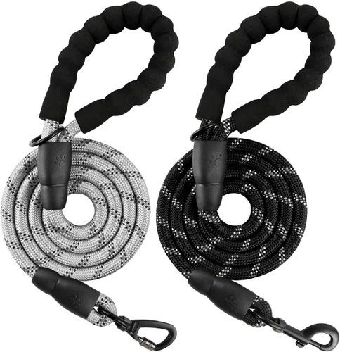 Vista 14 de BARKBAY - Correas para perros grandes, resistentes, de 4/5/6 pies, con cómoda asa acolchada y hilos altamente reflectantes para perros medianos