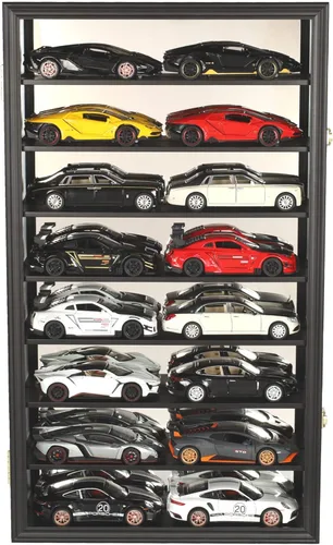 Vista 4 de DisplayGifts Estuche Exhibidor de Vehículos de Juguete Diecast a Escala 1/18 Hot Wheels con Protección UV del 98% Soporte para 12 Vehículos