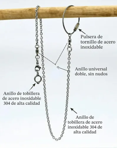 Vista 4 de Cadena de pie de pájaro cuerda de entrenamiento de acero inoxidable para exteriores, loro al aire libre, accesorios para anillo de pie de tobillo