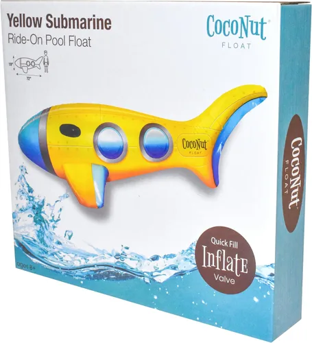 Vista 6 de Flotador de piscina submarino amarillo de coco para exteriores, flotador inflable con asas, flotador duradero de larga duración y juguete acuático
