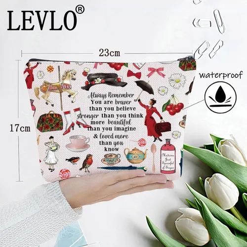 Vista 2 de LEVLO Bolsa de maquillaje para cosméticos de Mary Movie Mary Fans Gift You Are Braver Stronger Smarter Than You Think - Bolsa de maquillaje