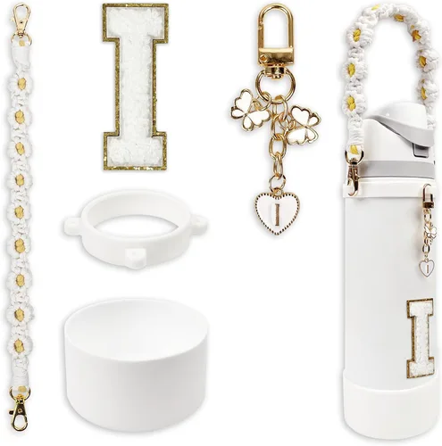 Vista 42 de SITKOL Juego de Monogramas Bonitos de Silicona Compatible con Botella de Agua Owala 24 oz, 32 oz, 40 oz - Accesorios Perfectos con la Letra Owala