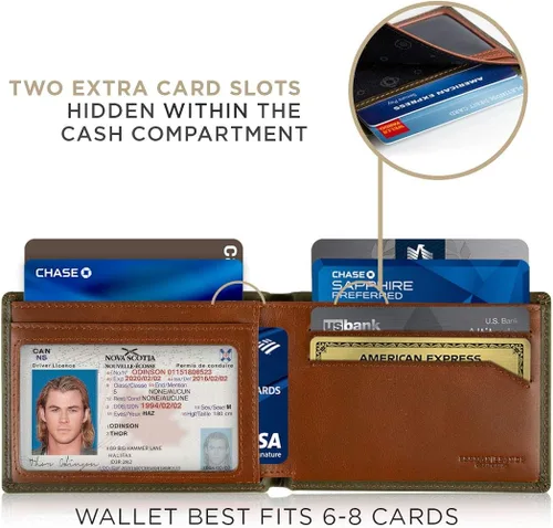 Vista 4 de SERMAN BRANDS Billetera delgada y plegable para hombre con bloqueo RFID minimalista de bolsillo frontal para hombre delgada y elegante