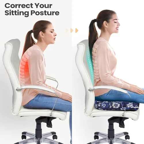 Vista 4 de Cojín para aliviar el dolor de coxis, cojín de espuma viscoelástica para alivio de presión y dolor de coxis, ciática, silla de escritorio de oficina