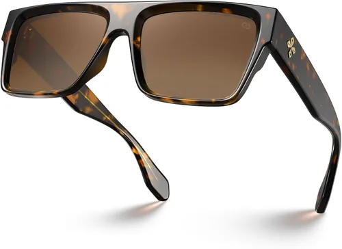 Vista 16 de VISOONE Oversized Square Flat Top Sunglasses Women Men Negro/Gris Profundo