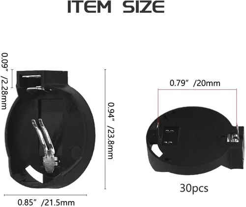Vista 2 de WMYCONGCONG 30 PCS botón titular de batería CR2032 CR2025 moneda botón célula titular de la batería, negro