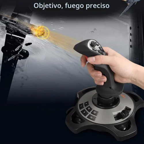 Vista 6 de Joystick de PC, Controlador de juego USB para simulador de vuelo con función de vibración y control de acelerador, PXN 2113 mando con cable