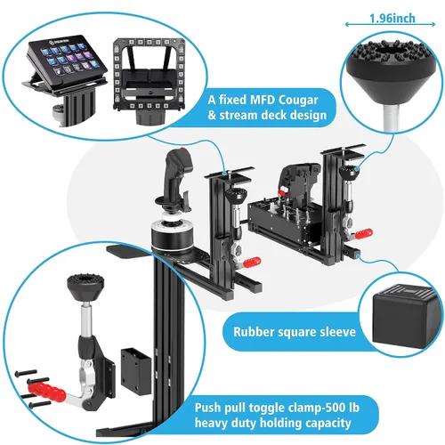 Vista 5 de 2 Set The Desk Mount for The Flight Sim Game Joystick, Throttle and Hotas Systems Compatible with Logitech X56, X52, X52 Pro, Thrustmaster T-Flight