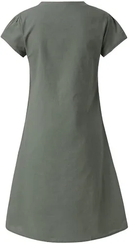 Vista 4 de Kiosan Vestidos de verano 2023 Vestido de trabajo sin mangas de manga corta sólido con cuello en V vestido casual de mujer vestido maxi