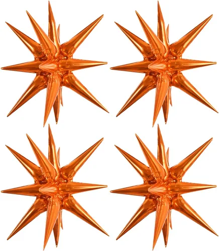 Vista 29 de TONIFUL 4 globos 4D enormes de estrella negra de 22 pulgadas, globos de aluminio de Mylar de estrella explosión para suministros de fiesta, telón