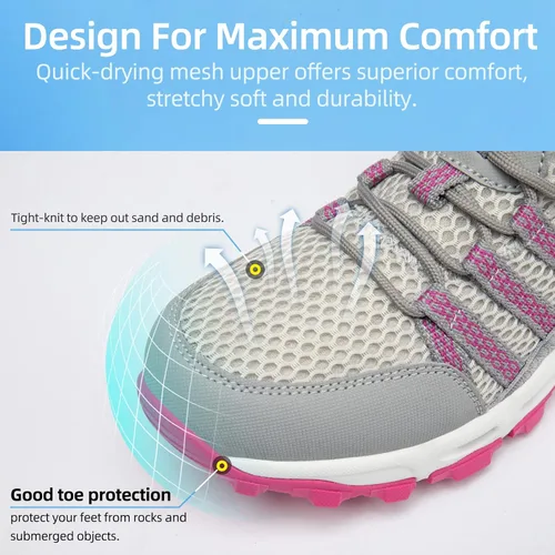 Vista 3 de Zapatos de senderismo acuático para mujer, para verano, deportes al aire libre, río, playa, anfibios, aeróbicos, natación, senderismo, senderismo