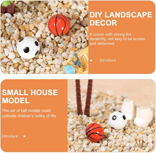 Vista 8 de Toddmomy 20 pelotas deportivas en miniatura, mini pelotas de fútbol y baloncesto de resina de 0.6 pulgadas para accesorios de casa de muñecas