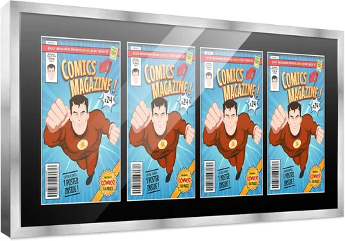 Vista 35 de Poster Palooza Marco de cómic con paspartú para 1 cómic de la Edad de Bronce publicado entre 1970 y 1985, marco de cómic negro para cómic de 7.25 x