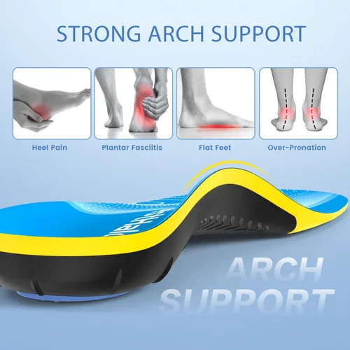 Vista 4 de BestHalo Plantillas resistentes para fascitis plantar, más de 220 libras, soporte de arco alto, inserciones ortopédicas para aliviar el dolor, pies