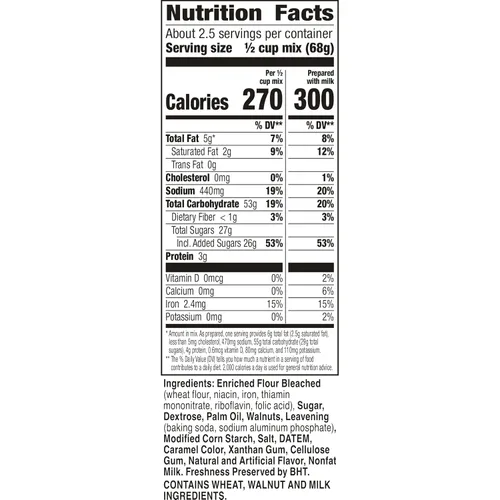 Vista 2 de Betty Crocker Mezcla de muffins de nuez de plátano, hecha con nueces, 6.4 oz.