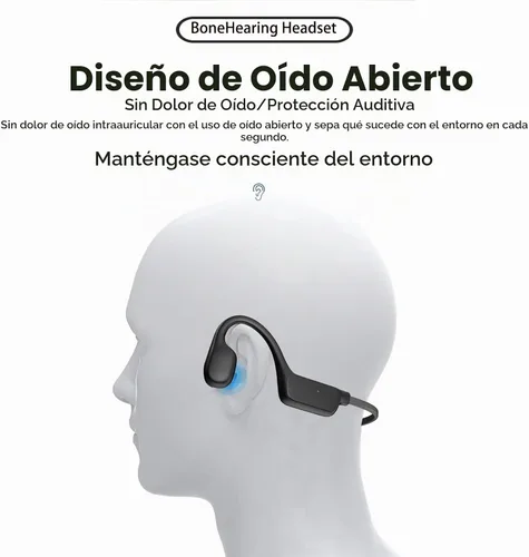 Vista 4 de Audífonos de Conducción Ósea para Conversación, Auriculares Inalámbricos de Oreja Abierta con Micrófono de Captura de Sonido para Largos Horarios