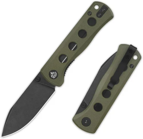 Vista 9 de QSP Canary Folder - Cuchillo plegable de bolsillo, hoja de 7.21 cm Sandvik 14C28N con acabado negro lavado a la piedra, mango G10 negro, bloqueo