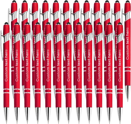 Vista 14 de Bolígrafos personalizados a granel con punta de lápiz capacitivo, bolígrafos personalizados de 0.020 in con nombre, logotipo o mensaje grabado