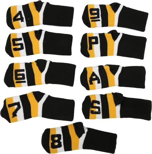 Vista 6 de Fundas de hierro de punto, fundas protectoras para golfs, juego con números para madera, ajuste conductores, calles, híbridos (negro) ocio y deportes