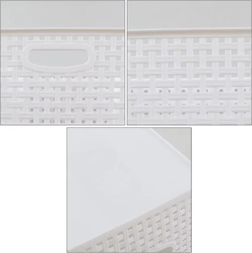 Vista 4 de Cestas de almacenamiento de plástico de 8 L, cestas de cocina medianas, color blanco, 4 paquetes