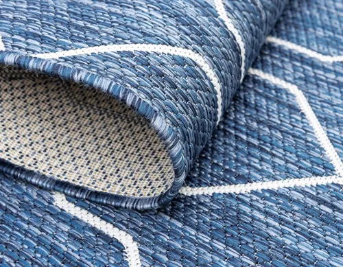 Vista 6 de Unique Loom Outdoor Trellis Collection - Alfombra de área con diseño de enrejado (2 x 6 pies 1 pulgada, azul/marfil)