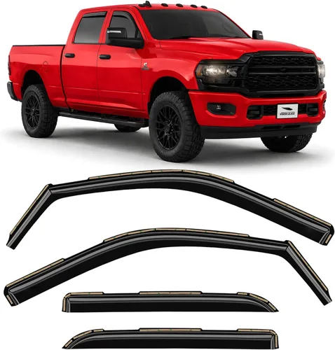 Vista 35 de Voron Glass Protectores de lluvia extra duraderos con cinta adhesiva para Chevrolet (Chevy) Silverado 2500HD/3500HD 2007-2014 cabina extendida Negro
