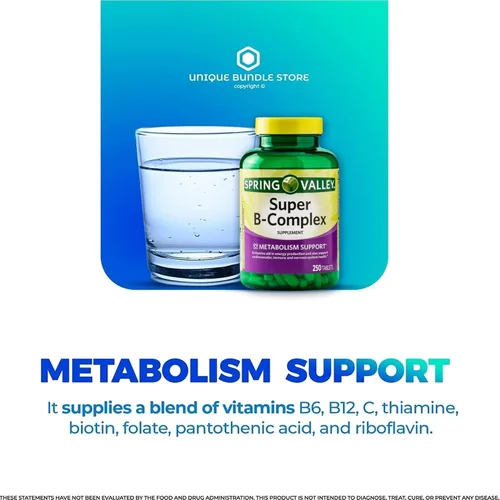 Vista 3 de Complejo súper vitamina B – 250 tabletas, vitaminas del complejo B, complejo B, folato de biotina B12 B6, suplemento diario de vitaminas B