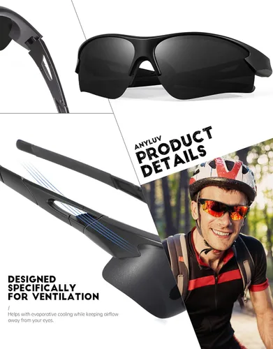 Vista 3 de ANYLUV Gafas de sol deportivas para hombres y mujeres, gafas de sol polarizadas ligeras mejoradas para hombre, protección UV para exteriores