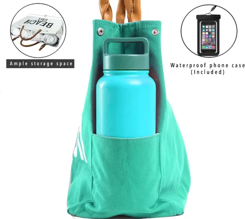 Vista 3 de Keho Bolsa de playa impermeable con bolsillos para mujer (resistente a la arena)