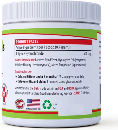 Vista 3 de Trulysine L-lisina para gatos Polvo oral de apoyo inmunológico de 4 oz/100 g – Gatos y gatitos de todas las edades, estornudos, secreción nasal