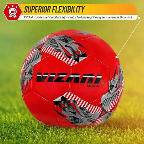Vista 2 de Vizari Lucca - Pelota de fútbol para niños y niñas, película de poliuretano termoplástico duradera, capa de espuma EVA para tacto suave
