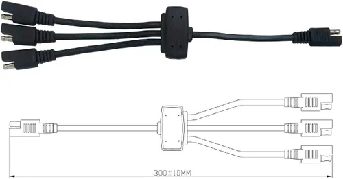 Vista 6 de Sunway Solar Panel Combiner 3 a 1 Cable de extensión con adaptadores SAE Conector para ampliar el cargador de batería solar y el mantenedor a una