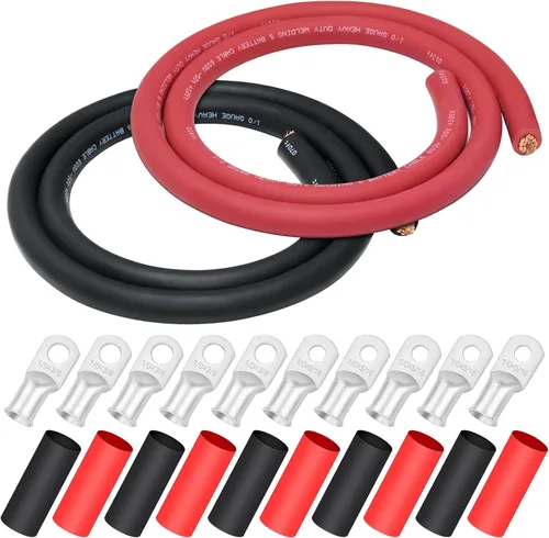 Vista 13 de iGreely Alambre Calibre 6 AWG 20 Pies Negro + 20 Pies Rojo Batería de Soldadura Cable Ultra Flexible de Cobre Puro + 5 pzs de Conectores de Terminal