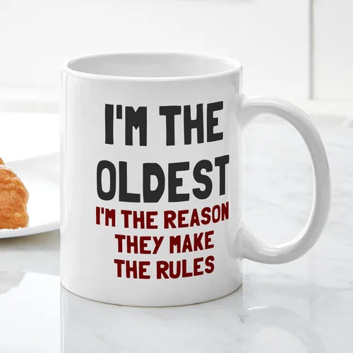 Vista 3 de CafePress Taza de café de cerámica con texto en inglés "I'm The Oldest Make Rules" (11 oz)
