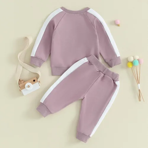 Vista 3 de Fernvia Ropa para bebé niña de 3, 6, 9, 12, 18 y 24 meses, conjuntos de sudadera de manga larga + pantalones