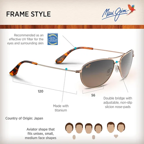 Vista 6 de Maui Jim Men's and Women's Baby Beach Polarized Aviator Reading Sunglasses