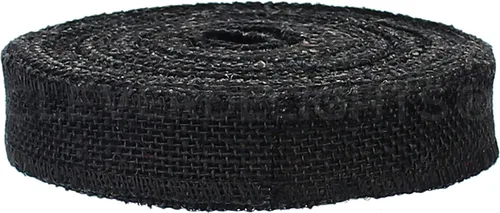 Vista 2 de CleverDelights Cinta de arpillera de 1 pulgada - borde acabado - 25 yardas - tela de arpillera de yute (negro)