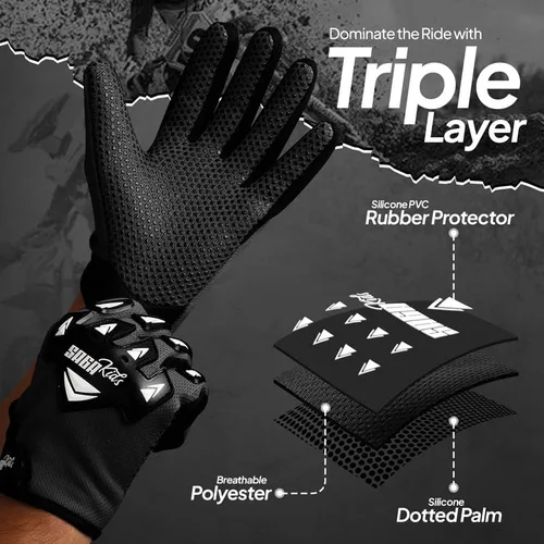 Vista 3 de Guantes de motocross juveniles, protección profesional para motociclistas de cross y BMX, equipo de alto rendimiento para niños y niñas, diseñados
