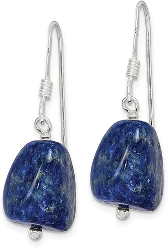 Vista 2 de Aretes colgantes de plata de ley 925 con lapislázuli azul, perlas de gota de piedra natural, joyería fina para mujeres, regalos para ella, Plata