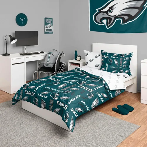 Vista 11 de FOCO Juego de ropa de cama unisex para adultos con logotipo del equipo de la NFL, sábanas y fundas de almohada, juego de ropa de cama de 5 piezas