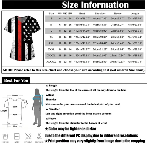 Vista 3 de Camiseta de trabajo con estampado de corte clásico, de manga corta para mujer, cuello en V, elástica, ajustada