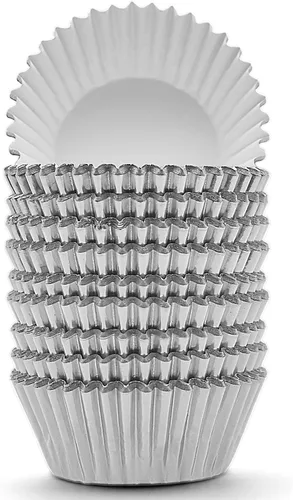 Vista 8 de 200 piezas de forros de papel de aluminio negro para cupcakes, tazas estándar para hornear, moldes de papel para muffins