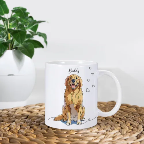 Vista 2 de Taza de café personalizada para perro, taza de café personalizada de 11 onzas, taza de café personalizada con nombre de foto de mascota, regalos