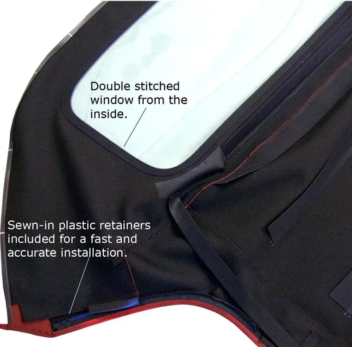 Vista 3 de BMW - Techo abatible, de paño de Haartz Stayfast con ventana plástica integrada para Z3, Negro